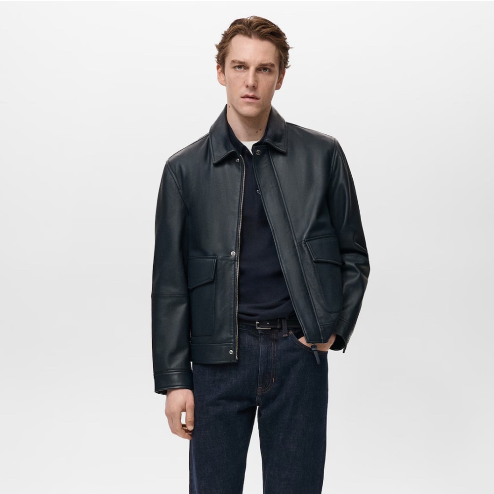 MANGO Nappa Leather Jacket with Pockets